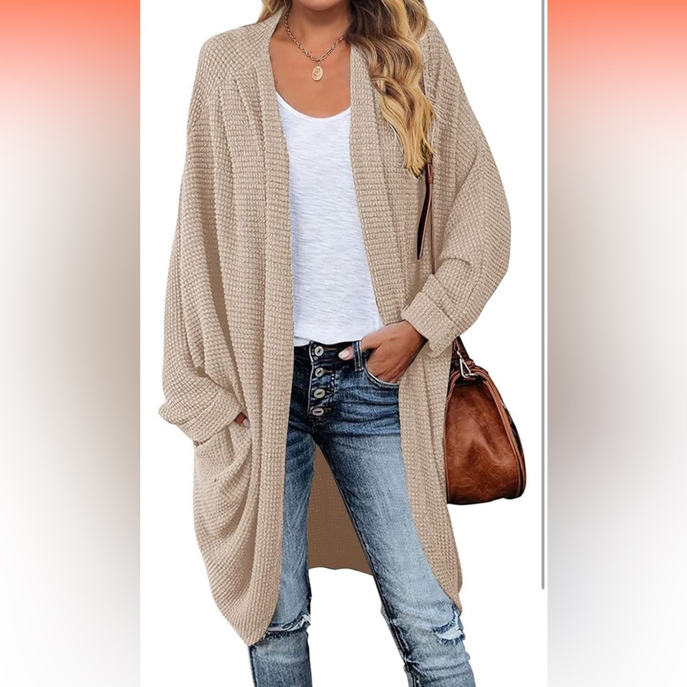 Women's Beige Knit Cardigan Sweater